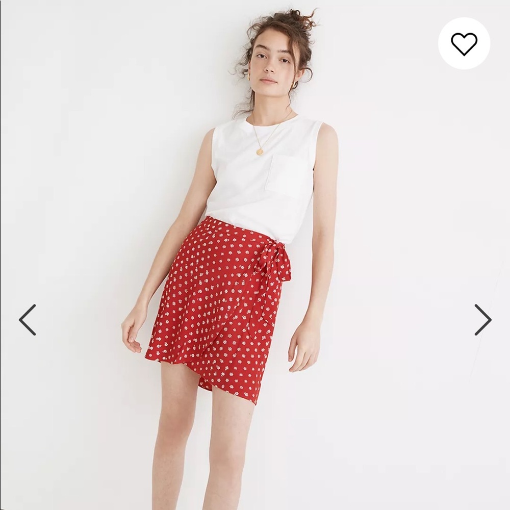 NWOT - Madewell Red Wrap Mini Skirt in Bandana Flower - Size 4